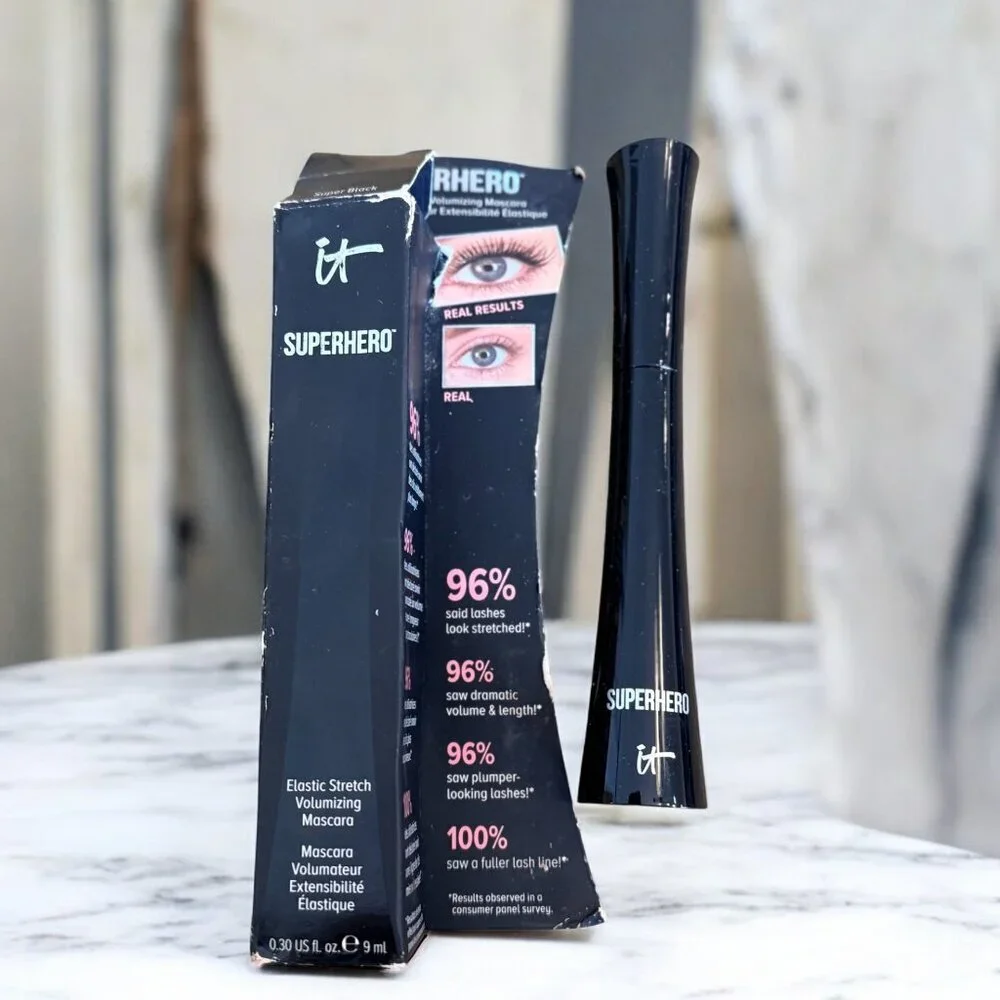 IT Cosmetics NEW Superhero Elastic Stretch Volumizing Mascara in Super Black